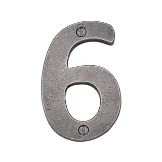 RPW351 6 M.Marcus Rustic Pewter Numeral 6 Screw Fixing 76mm (3")