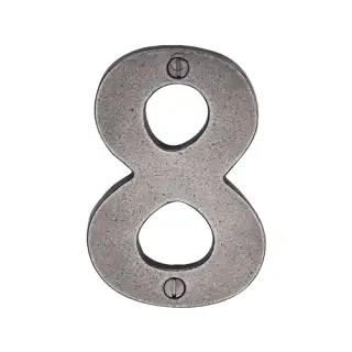 RPW351 8 M.Marcus Rustic Pewter Numeral 8 Screw Fixing 76mm (3")