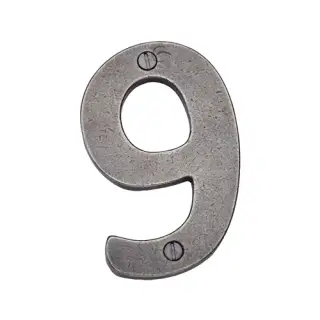 RPW351 9 M.Marcus Rustic Pewter Numeral 9 Screw Fixing 76mm (3")