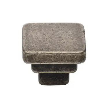 Click Here To Enlarge This Photo Of RPW3672 32 M.Marcus Rustic Pewter Cabinet Knob Square Stepped Design 32mm