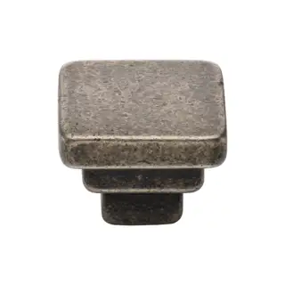 RPW3672 32 M.Marcus Rustic Pewter Cabinet Knob Square Stepped Design 32mm