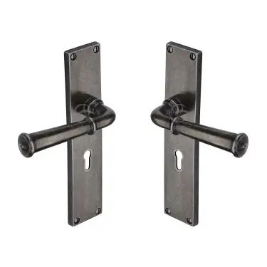 Click Here To Enlarge This Photo Of RPW3700 M.Marcus Rustic Pewter Door Handle Lever Lock Ashfield Design