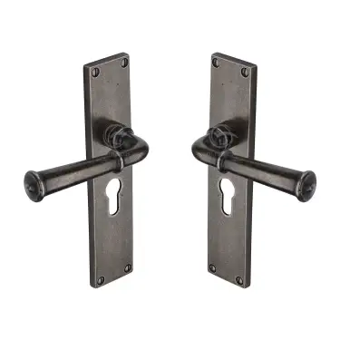 Click Here To Enlarge This Photo Of RPW3748 M.Marcus Rustic Pewter Door Handle Euro Profile Ashfield Design