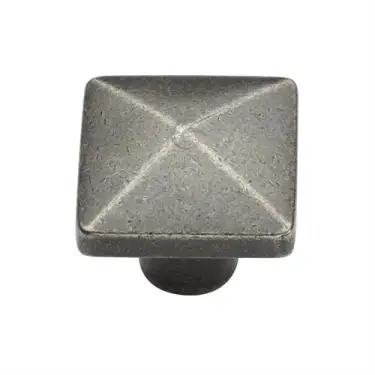 Click Here To Enlarge This Photo Of RPW390 32 M.Marcus Rustic Pewter Cabinet Knob Square Pyramid Design 32mm