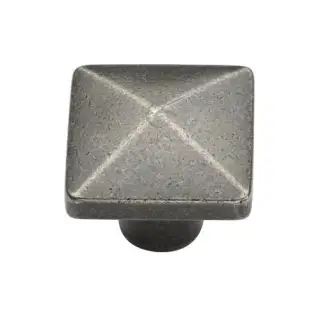 RPW390 32 M.Marcus Rustic Pewter Cabinet Knob Square Pyramid Design 32mm