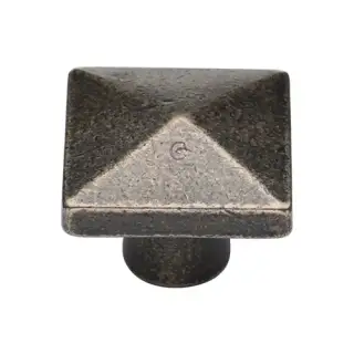RPW390 38 M.Marcus Rustic Pewter Cabinet Knob Square Pyramid Design 38mm