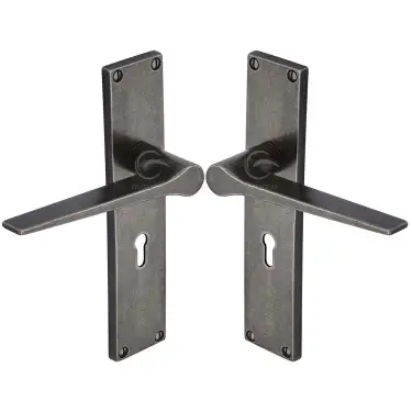 Click Here To Enlarge This Photo Of RPW41810 M.Marcus Rustic Pewter Door Handle Lever Latch Gio Design