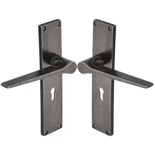 RPW41810 M.Marcus Rustic Pewter Door Handle Lever Latch Gio Design