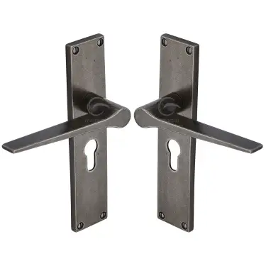 Click Here To Enlarge This Photo Of RPW41848 M.Marcus Rustic Pewter Door Handle Euro Profile Gio Design