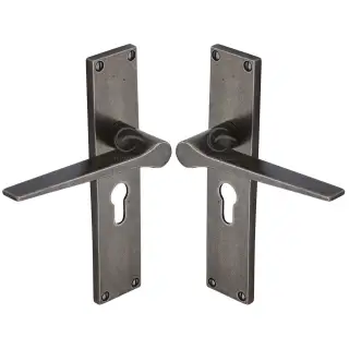 RPW41848 M.Marcus Rustic Pewter Door Handle Euro Profile Gio Design