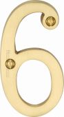 C1560 6-SB Heritage Brass Numeral 6 Face Fix 76mm (3") Satin Brass Finish