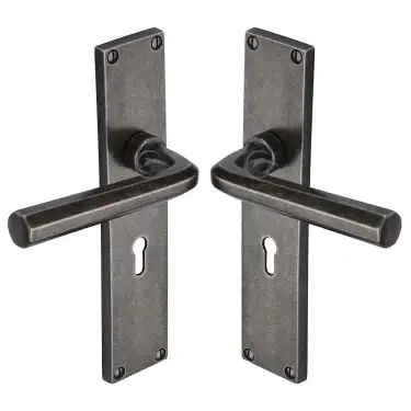 Click Here To Enlarge This Photo Of RPW45400 M.Marcus Rustic Pewter Door Handle Lever Lock Octave Design