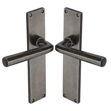 Click Here To Enlarge This Photo Of RPW45410 M.Marcus Rustic Pewter Door Handle Lever Latch Octave Design