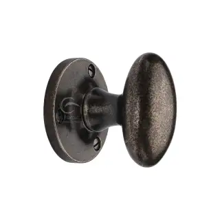 RPW4555 M.Marcus Rustic Pewter Mortice Knob on Rose Knowle Design