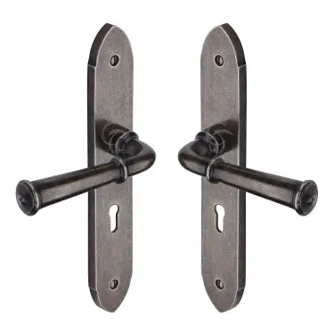 Click Here To Enlarge This Photo Of RPW4700 M.Marcus Rustic Pewter Door Handle Lever Lock Hadley Design