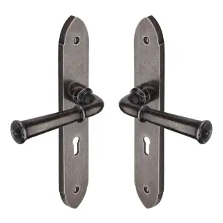 RPW4700 M.Marcus Rustic Pewter Door Handle Lever Lock Hadley Design