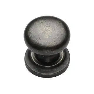 RPW613 32 M.Marcus Rustic Pewter Cabinet Knob Round Design on Rose 32mm