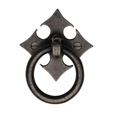 Click Here To Enlarge This Photo Of RPW6331 M.Marcus Rustic Pewter Fleur-De-Lys Cabinet Ring Drop Pull
