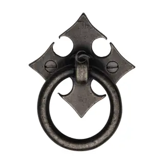 RPW6331 M.Marcus Rustic Pewter Fleur-De-Lys Cabinet Ring Drop Pull