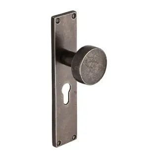 RPW88000 M&period;Marcus Rustic Pewter Door Mortice Knob on Lock Backplate Olympic Design