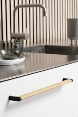 Click Here To Enlarge This Photo Of Furnipart 'Crossing' Wooden Cabinet Pull L328mm / C320mm - Oak Lacquered/Matt Black (102990320-052/99)