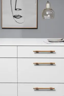Click Here To Enlarge This Photo Of Furnipart 'Join' Wooden Cabinet Pull L240mm / C160mm - Lacquered Oak (103290160-052)