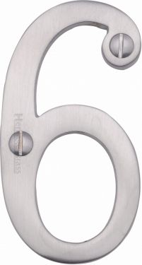 Click Here To Enlarge This Photo Of C1560 6-SC Heritage Brass Numeral 6 Face Fix 76mm (3") Satin Chrome Finish