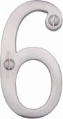 C1560 6-SC Heritage Brass Numeral 6 Face Fix 76mm (3") Satin Chrome Finish