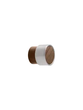 Click Here To Enlarge This Photo Of Furnipart 'Radio' Mini Wooden Cabinet Knob D26mm - Clear Lacquered Walnut/ Inox Look (113220026-292/66)