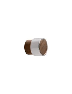 Furnipart 'Radio' Mini Wooden Cabinet Knob D26mm - Clear Lacquered Walnut/ Inox Look (113220026-292/66)