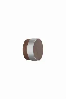 Furnipart 'Radio' Wooden Cabinet Knob D49mm - Clear Lacquered Walnut/Inox Look (113220049-292/66)