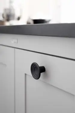 Click Here To Enlarge This Photo Of Furnipart 'Fleur' Cast Iron Cabinet Knob D30mm - Black (300030046-9005)