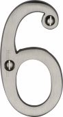 C1560 6-SN Heritage Brass Numeral 6 Face Fix 76mm (3") Satin Nickel Finish