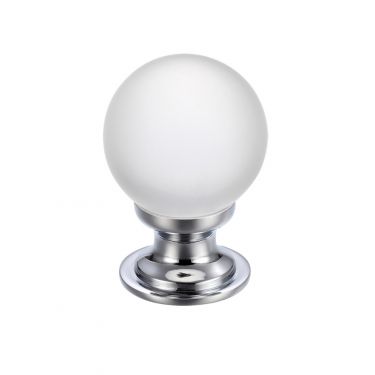 Click Here To Enlarge This Photo Of FCH04BCP - Zoo Hardware Glass Ball Cabinet Knob (Frosted) 30mm Polished Chrome