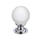 FCH04BCP - Zoo Hardware Glass Ball Cabinet Knob (Frosted) 30mm Polished Chrome