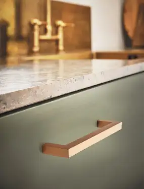 Click Here To Enlarge This Photo Of Furnipart 'Square 10' Cabinet Pull L138mm / C128mm - Brushed Brass (435820128-31)