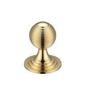 FCH08B - Zoo Hardware Queen Anne Ringed Knob 32mm rose dia. Polished Brass