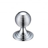 FCH08BCP - Zoo Hardware Queen Anne Ringed Knob 32mm rose dia. Polished Chrome