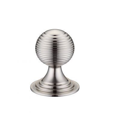 Click Here To Enlarge This Photo Of FCH08BSN - Zoo Hardware Queen Anne Ringed Knob 32mm rose dia. Satin Nickel