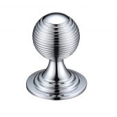 FCH08CCP - Zoo Hardware Queen Anne Ringed Knob 38mm rose dia. Polished Chrome