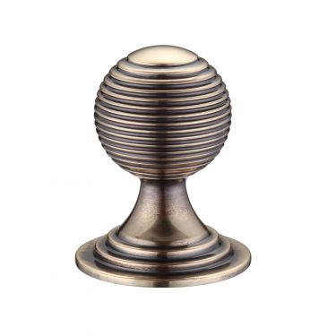 Click Here To Enlarge This Photo Of FCH08CFB - Zoo Hardware Queen Anne Ringed Knob 38mm rose dia. Florentine Bronze