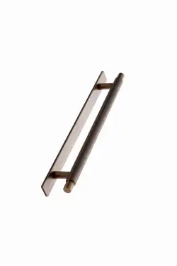 Click Here To Enlarge This Photo Of Furnipart 'Manor' Knurled Cabinet Pull with Backplate L254mm / C192mm - Antique Brass (549020192-39)