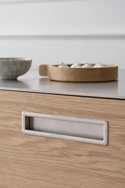 Click Here To Enlarge This Photo Of Furnipart 'Tub' Straight Recessed Flush Cabinet Pull L202mm - Inox Look (552720202-66)