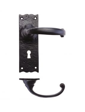 Click Here To Enlarge This Photo Of FF111 - Zoo Hardware Foxcote Foundries Traditional Lever on Lock Backplate (150 x 50mm) Black Antique