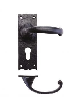 Click Here To Enlarge This Photo Of FF111EP - Zoo Hardware Foxcote Foundries Traditional Lever on Euro Backplate (150 x 50mm) Black Antique