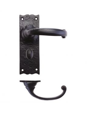 Click Here To Enlarge This Photo Of FF113 - Zoo Hardware Foxcote Foundries Traditional Lever on Bathroom Backplate (150 x 50mm) Black Antique