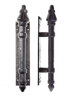 Click Here To Enlarge This Photo Of FF19 - Zoo Hardware Foxcote Foundries Round Pull Handle on Backplate 304mm x 63mm - Black Antique