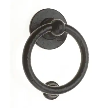 Click Here To Enlarge This Photo Of 4A607 Fab & Fix Bull Ring Door Knocker (Face Fix) Forged Black