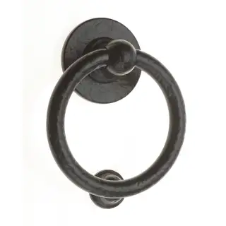 4A607 Fab & Fix Bull Ring Door Knocker (Face Fix) Forged Black