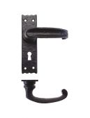 FF211 - Zoo Hardware Foxcote Foundries Traditional Slimline Thumb Lever on Lock Backplate (142 x 40mm) Black Antique